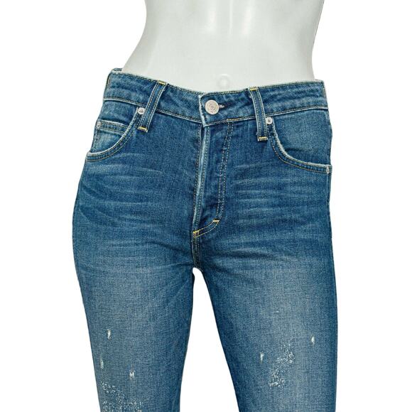 AMO Denim BABE Dive Bar Destroy Jeans Crop fray Women's Size 26 - Picture 9 of 12